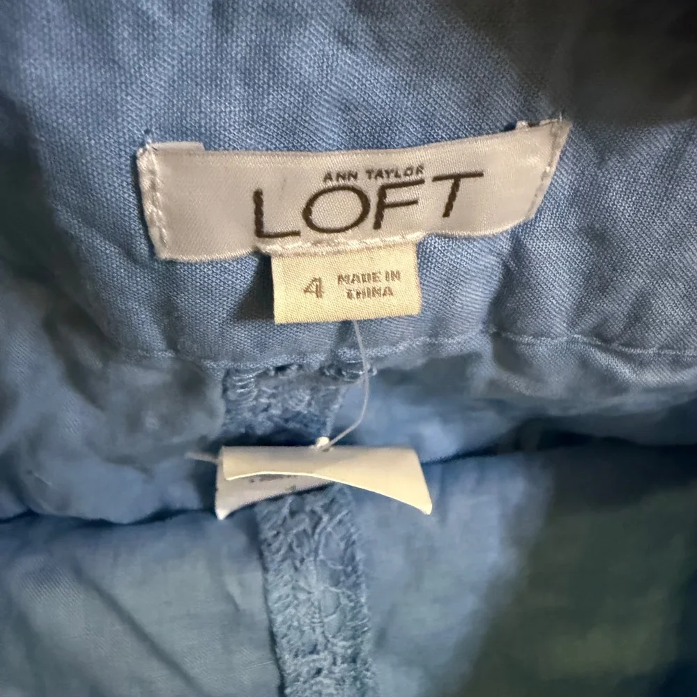Ann Taylor Loft Women Blue Circle Lace Scalloped Hem Shorts Size 4 Side Zip